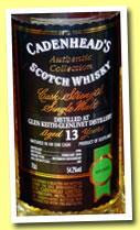 Glen Keith 13 yo 1996/2010 (54.2%, Cadenhead, Authentic Collection, bourbon hogshead)